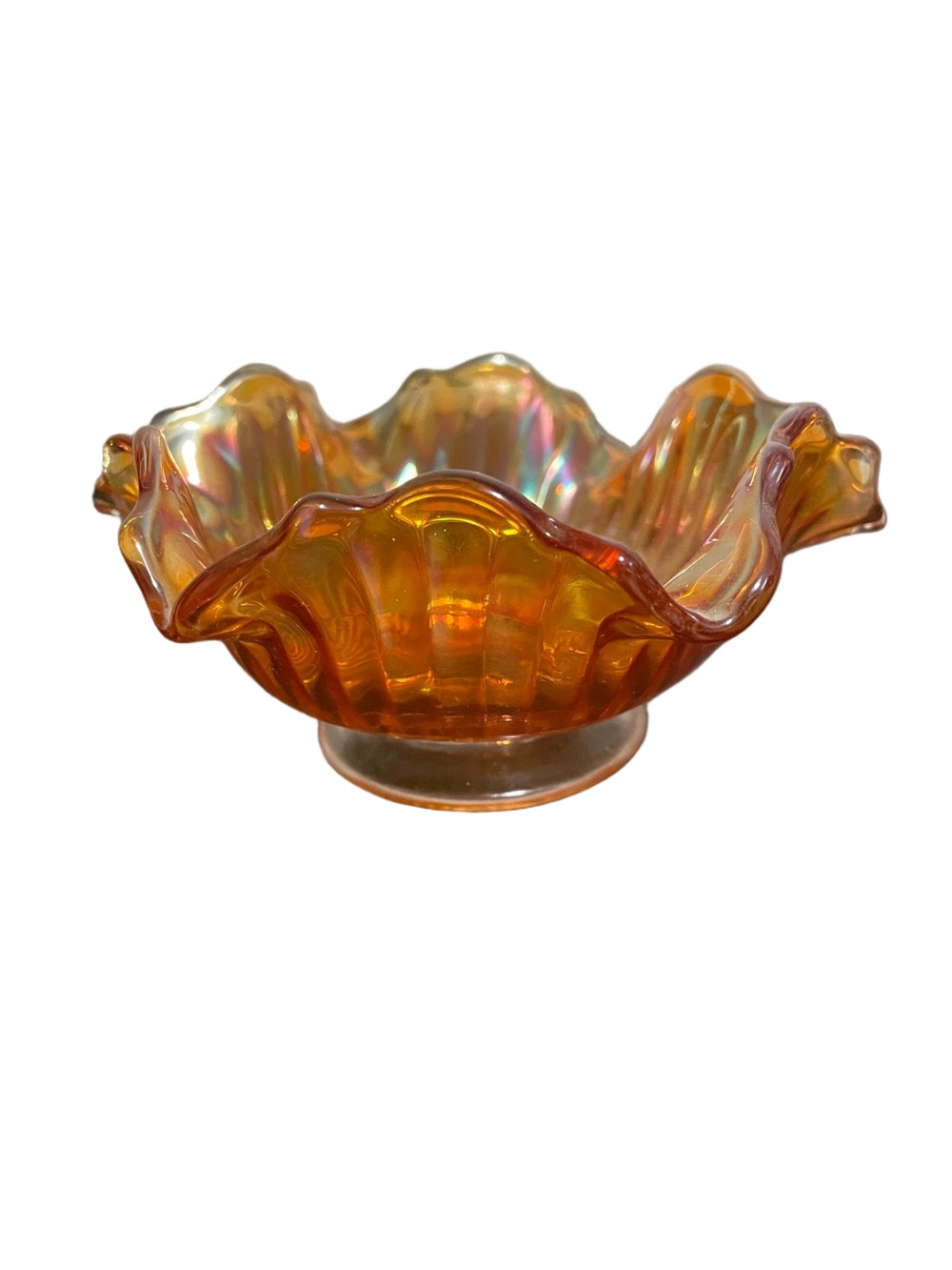 Vintage Imperial Glass Co. Marigold Carnival Glass Ruffle Dish